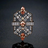 Close-up of champagne zircon crystals on Khaista brooch