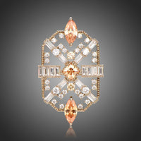 Khaista champagne zircon crystal brooch on white background