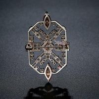 Crystal setting detail on Khaista champagne zircon brooch