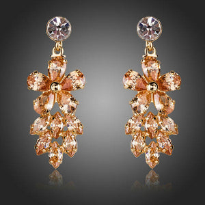 Champagne Cluster Drop Earrings -KPE0110 - KHAISTA Fashion Jewellery