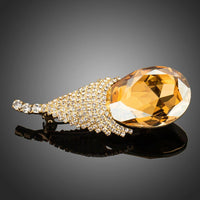 Khaista champagne crystal design brooch pin on white background