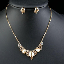 Load image into Gallery viewer, Champagne Crystal Flower Stud Earrings &amp; Pendant Necklace Set - KHAISTA Fashion Jewellery
