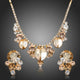 Champagne Crystal Floral Stud Earrings and Pendant Necklace Set