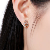 champagne cubic zirconia earrings detail view by KHAISTA
