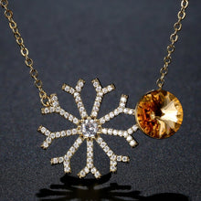Load image into Gallery viewer, Champagne Cubic Zirconia Snowflake Pendant KPN0275 - KHAISTA Fashion Jewellery
