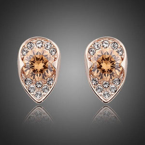Champagne Cubic Zirconia Stud Earrings - KHAISTA Fashion Jewellery
