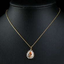 Load image into Gallery viewer, Champagne Cubic Zirconia Sunflower Pendant Necklace KPN0227 - KHAISTA Fashion Jewellery
