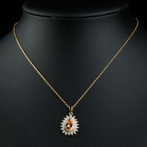 Champagne Cubic Zirconia Sunflower Pendant Necklace KPN0227 - KHAISTA Fashion Jewellery
