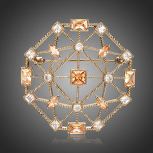 Champagne Cubic Zirconia Universe Collar Pin Brooch -KFJB0111 - KHAISTA5