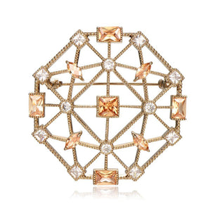 Champagne Cubic Zirconia Universe Collar Pin Brooch -KFJB0111 - KHAISTA4