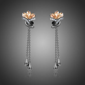 Champagne Flower Drop Earrings -KPE0368 - KHAISTA Fashion Jewellery