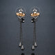Champagne Crystal Flower Drop Earrings