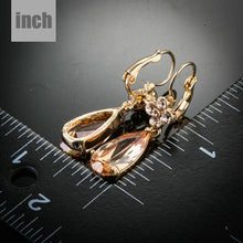 Load image into Gallery viewer, Champagne Flower Hang Cubic Zirconia Earrings -KPE0156 - KHAISTA Fashion Jewellery
