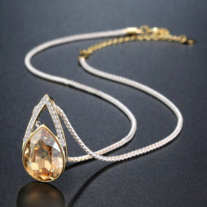 Champagne Pear Shape Necklace KPN0267 - KHAISTA Fashion Jewellery