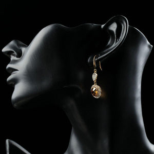 Champagne Round Drop Earrings - KHAISTA Fashion Jewellery