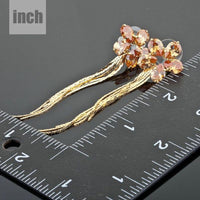 champagne sunflower crystal drop earrings detail view by KHAISTA