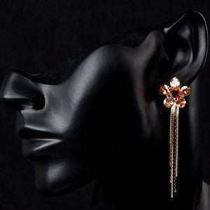 Champagne Sunflower Drop Earrings -KPE0037 - KHAISTA Fashion Jewellery