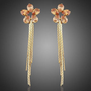 Champagne Sunflower Drop Earrings -KPE0037 - KHAISTA Fashion Jewellery