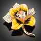 Champagne Zircon Oil Paint Gold Flower Brooch