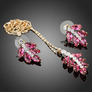 Cherry Cubic Zirconia Drop Earrings & Necklace Set - KHAISTA Fashion Jewellery