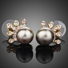 Load image into Gallery viewer, Chocolate Pearl Crown Stud Earrings - KHAISTA Fashion Jewellery
