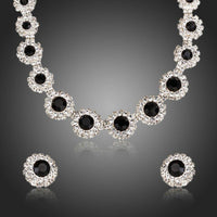 Khaista black clear cubic zirconia necklace stud earrings set