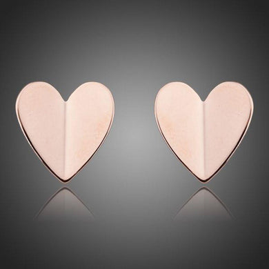 Classic Gold Heart Stud Earrings -KPE0082 - KHAISTA Fashion Jewellery