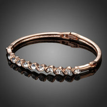 Load image into Gallery viewer, Classic Rose Gold Plated Crystal Bangle - KHAISTA Fashion Jewellery
