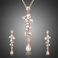 Khaista clear Austrian crystal long drop earrings necklace set