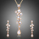 Clear Austrian Crystal Long Drop Earrings and Necklace Set