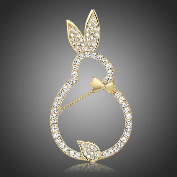 Khaista clear Austrian crystal rabbit brooch on white background