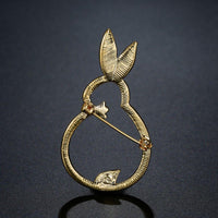 Rabbit silhouette detail on Khaista clear crystal brooch
