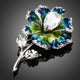Clear CZ Leaf and Flower Artisan Brooch