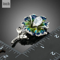 Close-up of CZ stones on Khaista leaf flower brooch