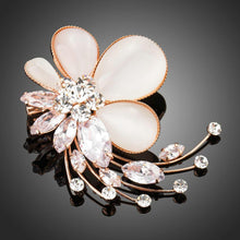Load image into Gallery viewer, Clear Cubic Zirconia Flower Fashion Brooch Pin - KHAISTA Fashion Jewellery
