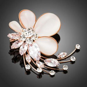 Clear Cubic Zirconia Flower Fashion Brooch Pin - KHAISTA Fashion Jewellery