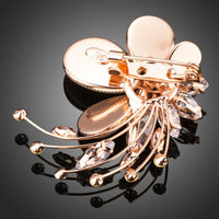Floral design detail on Khaista clear CZ brooch