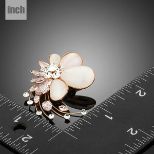 Clear Cubic Zirconia Flower Fashion Brooch Pin - KHAISTA Fashion Jewellery