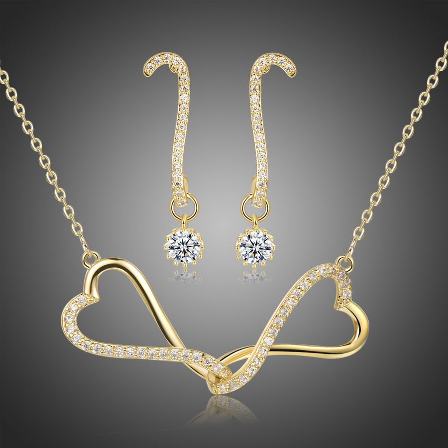 Khaista clear cubic zirconia infinity love jewellery set