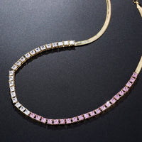 Pendant detail on KHAISTA clear CZ long pendant necklace