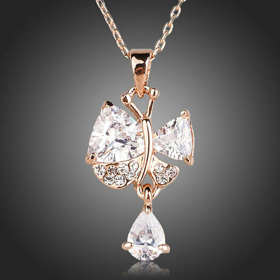 KHAISTA clear CZ pendant necklace on white background
