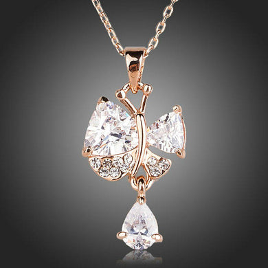 Clear Cubic Zirconia Pendant Necklace KPN0130 - KHAISTA Fashion Jewellery