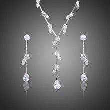 Load image into Gallery viewer, Clear Cubic Zirconia Small Flower Water Drop Jewelry Set - KHAISTA Fashion Jewellery
