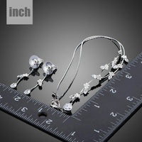 Floral waterdrop detail on Khaista clear CZ set