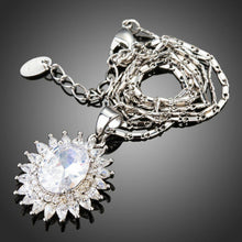 Load image into Gallery viewer, Clear Cubic Zirconia Sunflower Necklace KPN0201 - KHAISTA Fashion Jewellery
