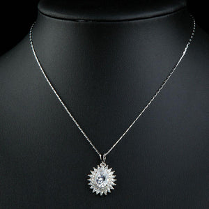 Clear Cubic Zirconia Sunflower Necklace KPN0201 - KHAISTA Fashion Jewellery