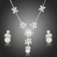 Clear CZ and Pearl Floral Pendant and Drop Earrings Set