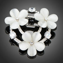 Load image into Gallery viewer, Clear Zircon CZ Crystal Flower Brooch Pin - KHAISTA Fashion Jewellery

