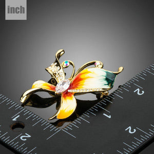 Clear Zirconia Artistic Butterfly Lapel Pin - KHAISTA Fashion Jewellery