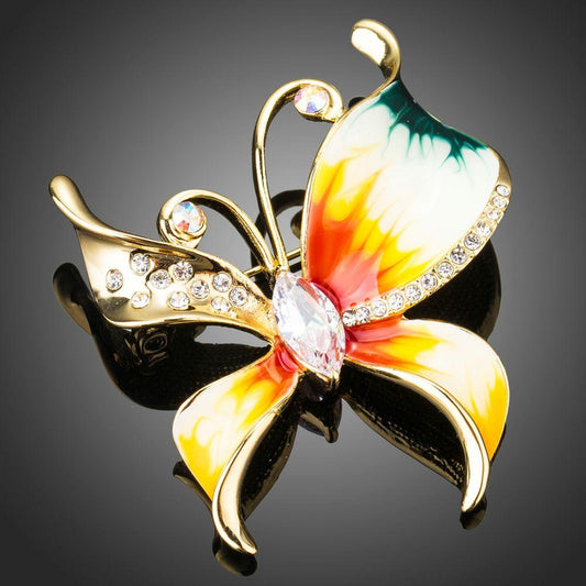 khaista clear zirconia artistic butterfly lapel pin image 1